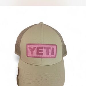 YETI Beige Cap with Pink Logo